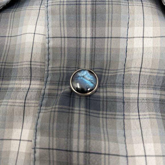 Kuhl Mountain Grown Mens M Gray Plaid Pearl Snap Short Sleeve Button Front Shirt - Picture 5 of 5